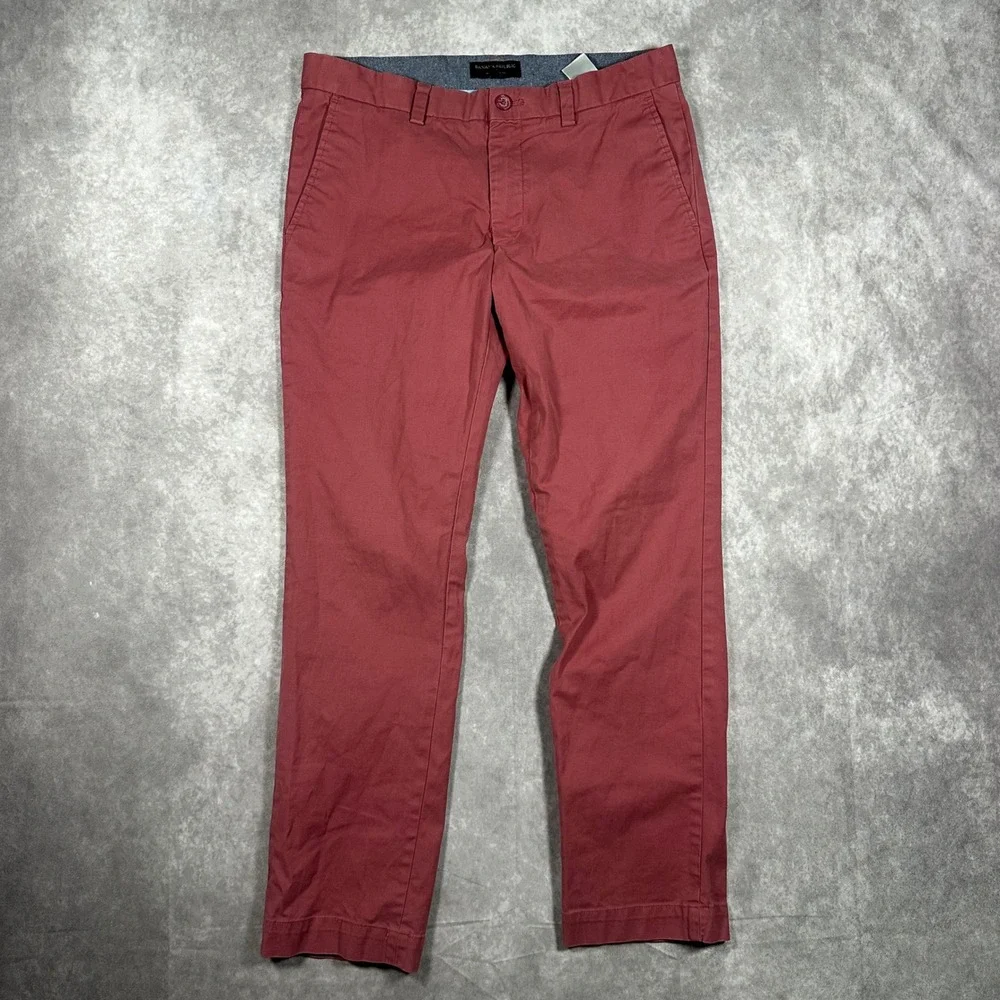 Banana Republic Aiden Slim Chino Pants 32x30 Light Burgundy Flat Front Casual